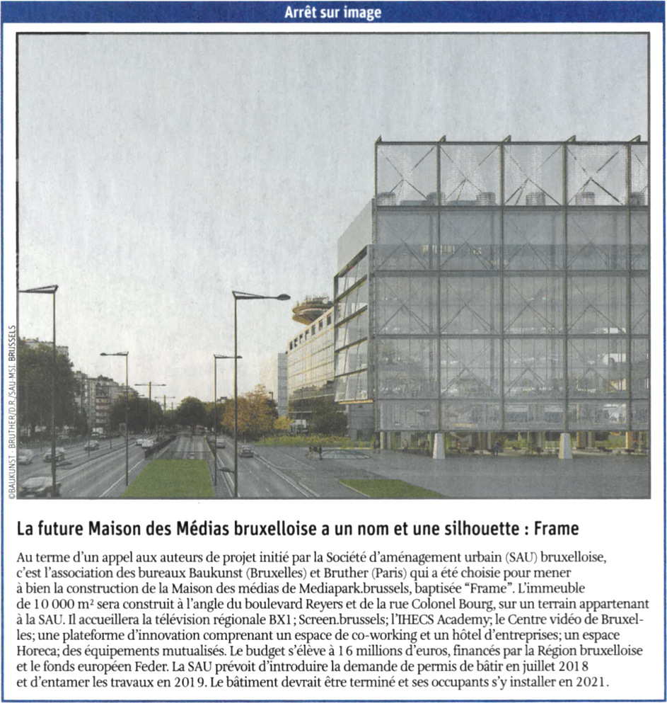 La future Maison des Médias bruxelloise a un nom et une silhouette: Frame